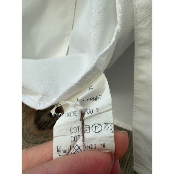 Anne Fontaine Rosette Detail Sheer Sleeve Button Front Shirt White - Picture 6 of 6